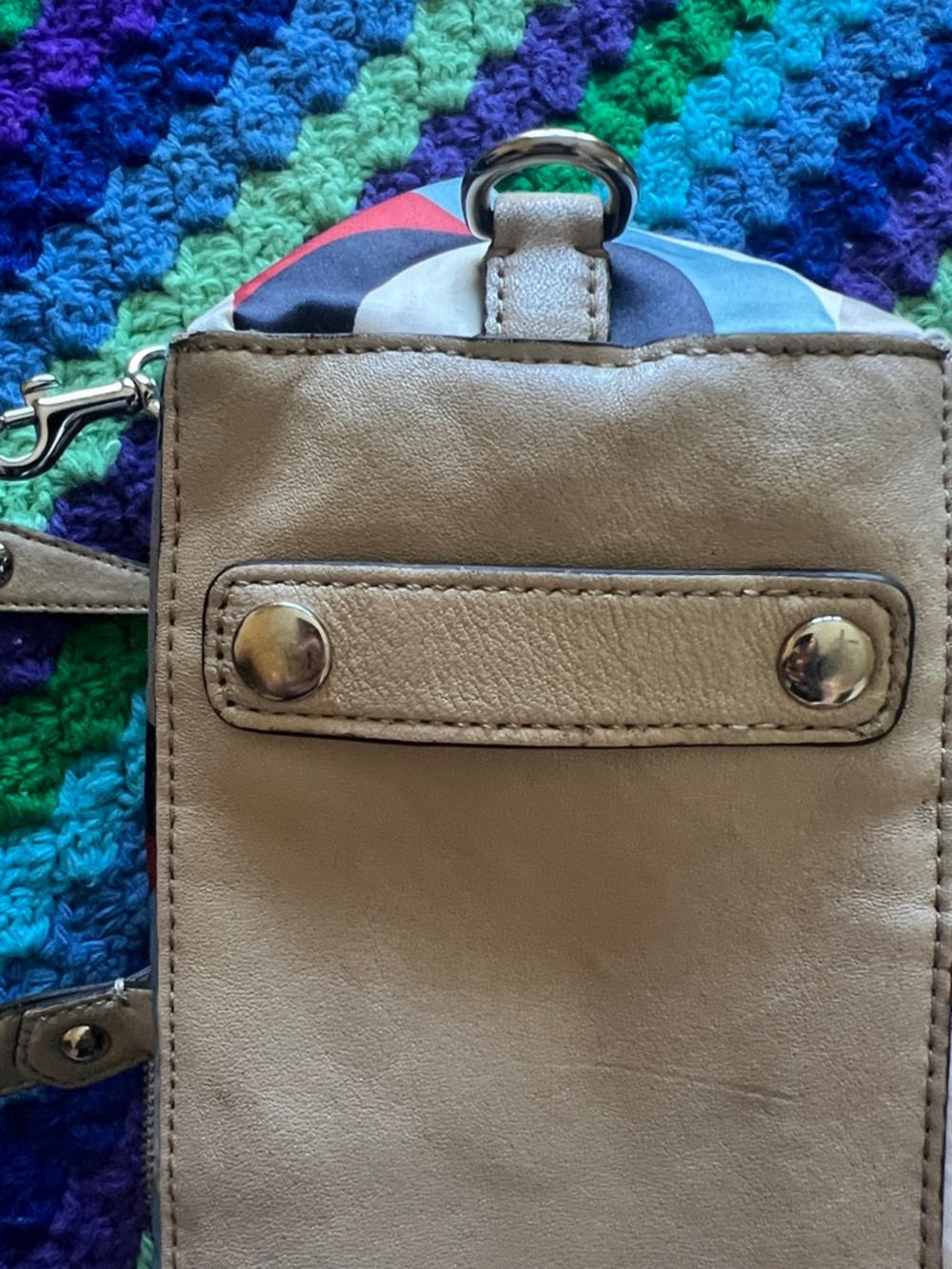Coach Multicolor Circle Print Satchel - Red, Navy, Light Blue, Beige - Picture 4 of 14